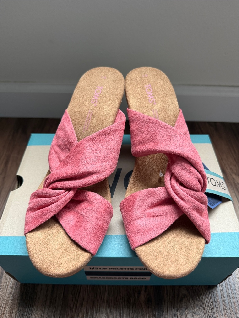 Toms Pink Suede Knot Slide Mules